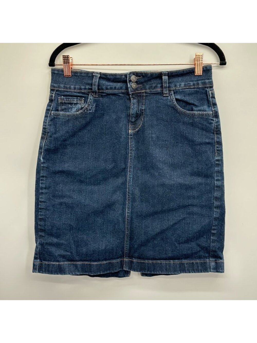 Old Navy Dark Wash Double-Button Mini Denim Skirt Size 6